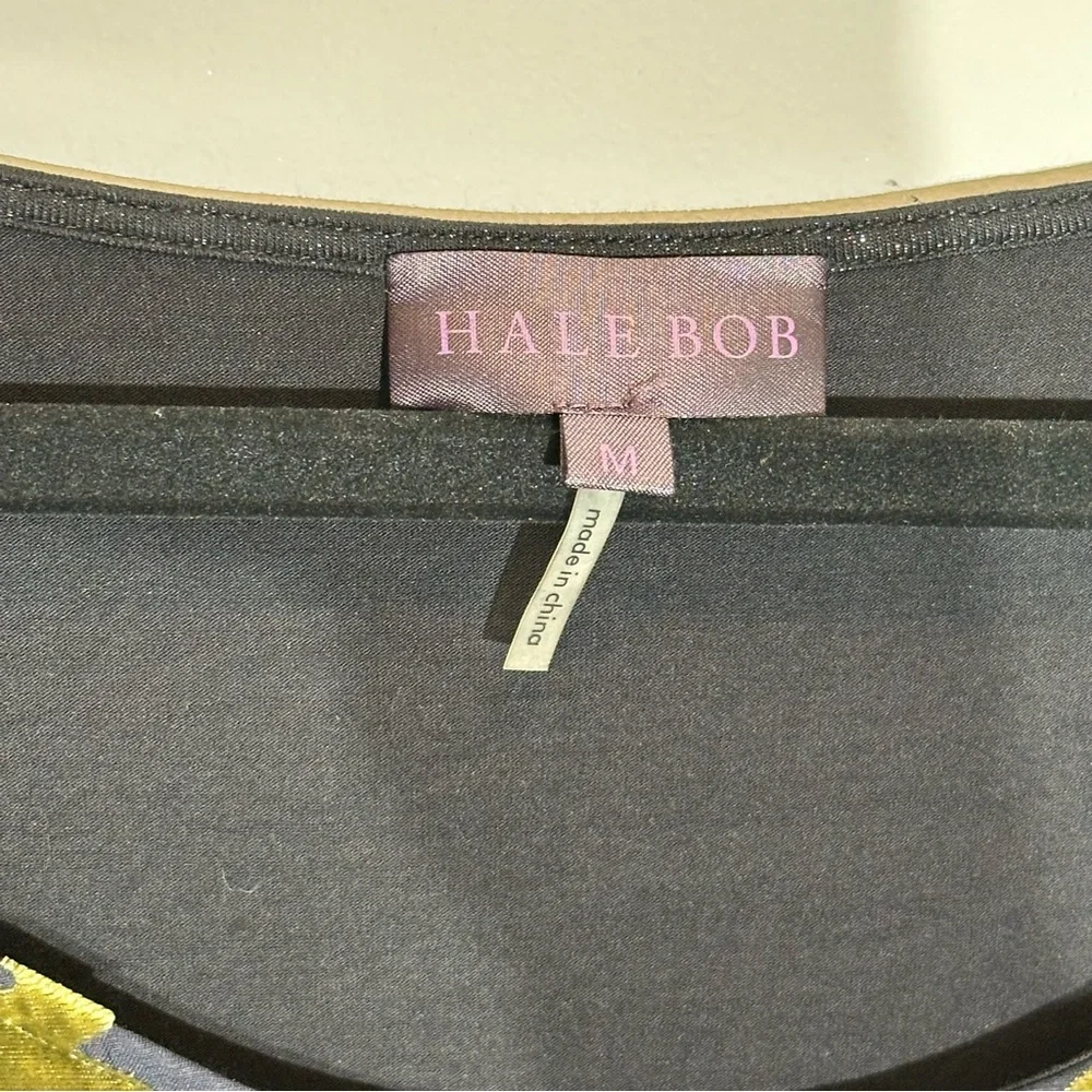 HALE BOB Velvet Burnout Long Sleeve  Silk Dress With Beads Size M - Picture 7 of 15